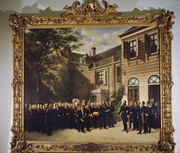 835956 Afbeelding van het schilderij Aanbieding van een adres aan Koning Willem III in Utrecht van Nicolaas Pieneman.